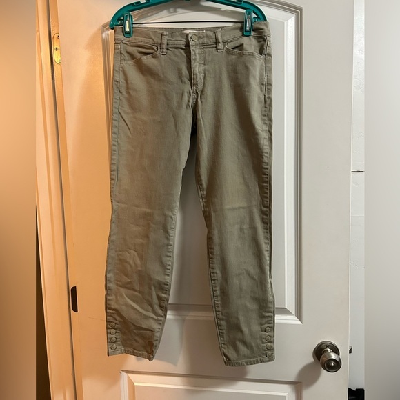 Tory Burch size 30 green pants with button detail on hem - Picture 1 of 8